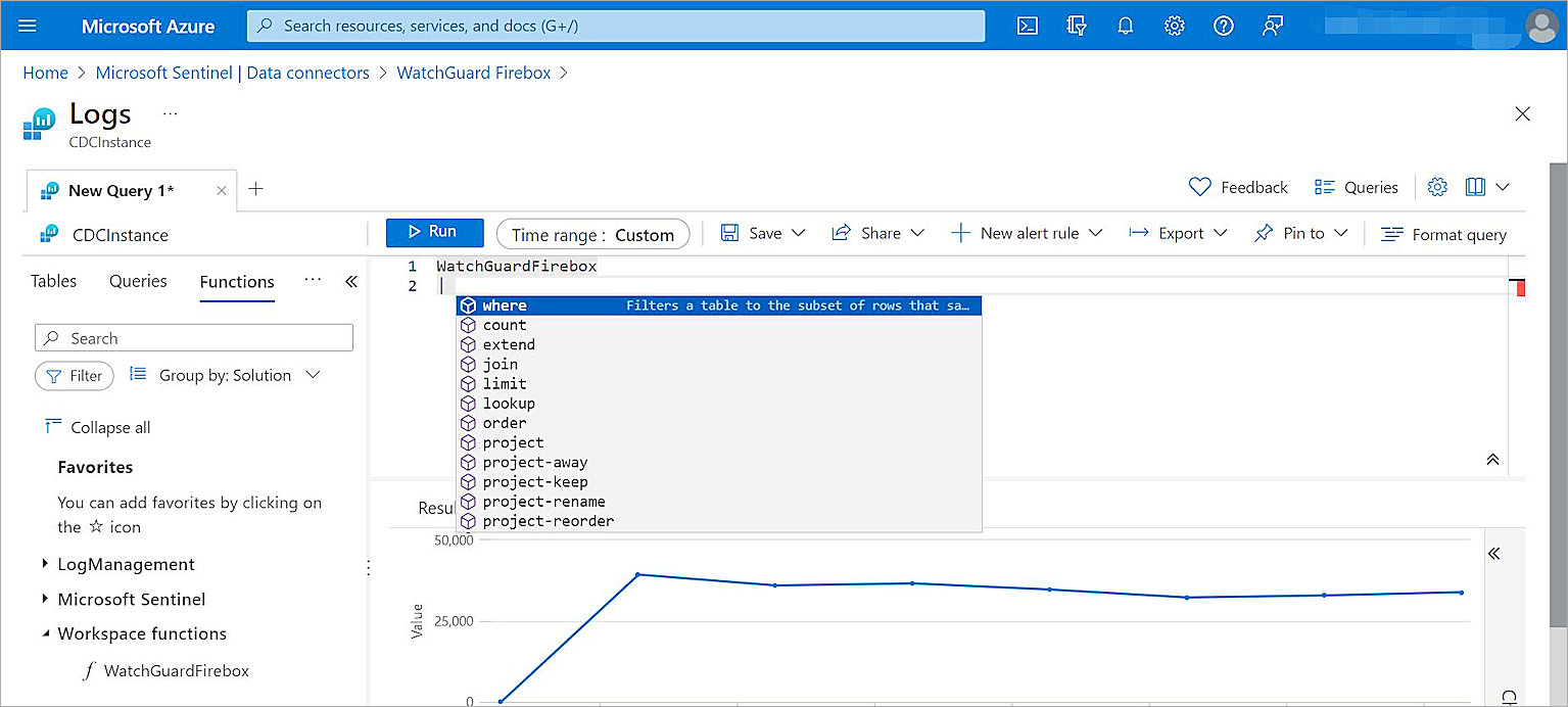 Screen shot of the function setup
